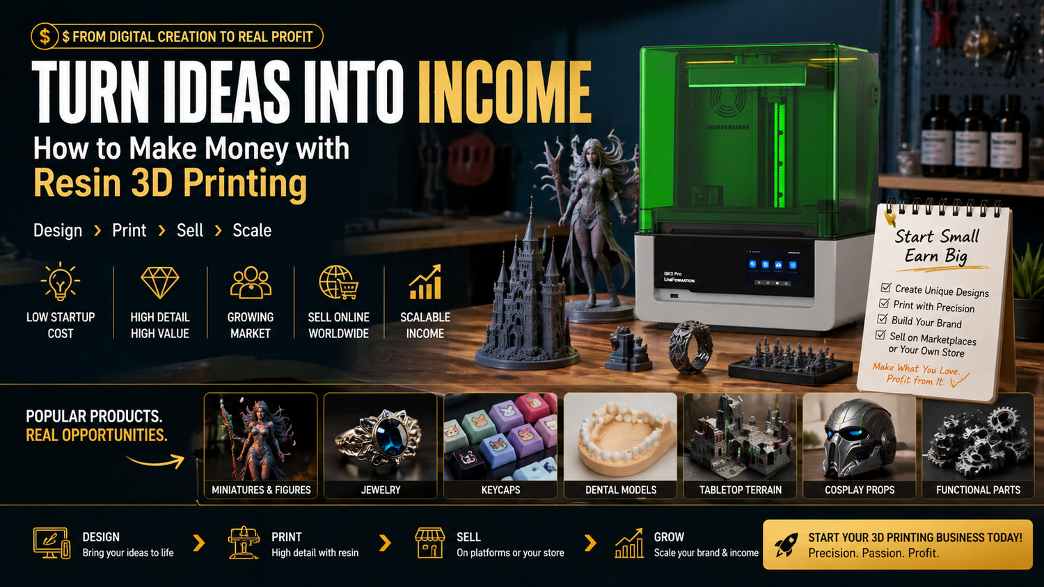 How to Monetize Resin 3D Printing